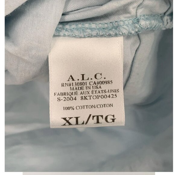 ALC Blue Monica Cotton Twist Front Short Sleeve Crop Womens T-Shirt Top Size XL - Picture 9 of 12